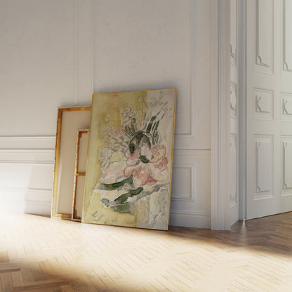 Blush and Yellow Abstract Flower Watercolor Painting - Floral Fine Art Print