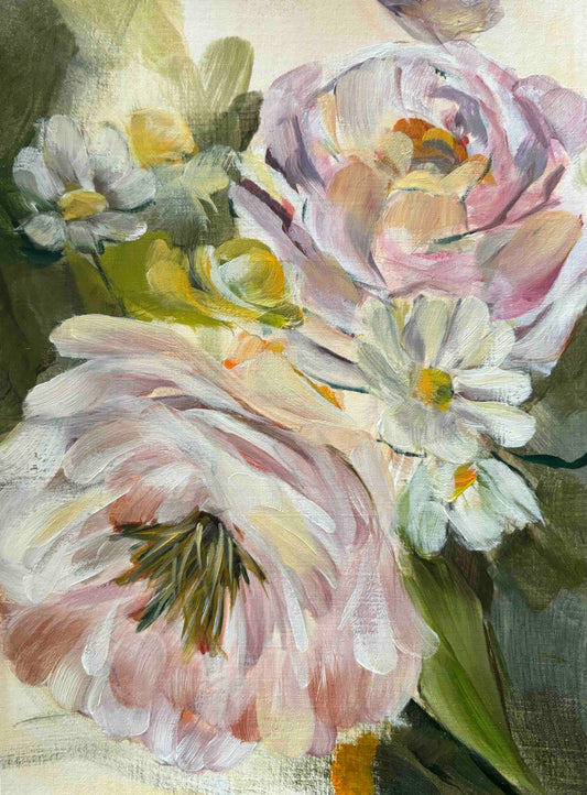 floral oil painting on paper