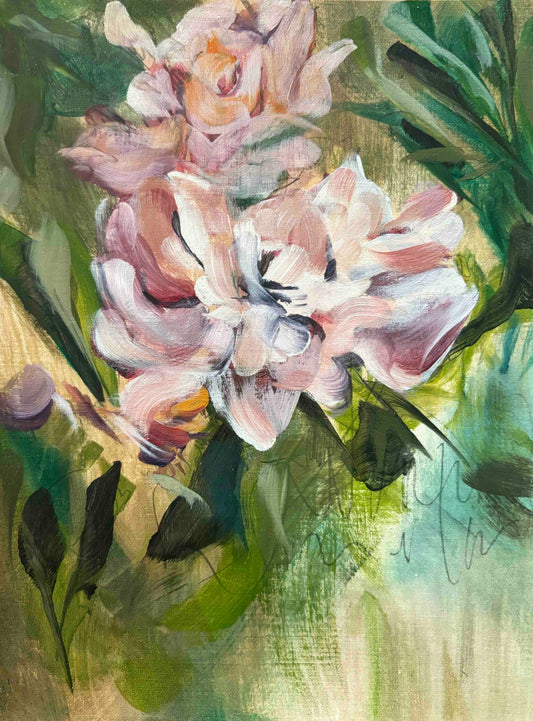 abstract floral oil painting on paper