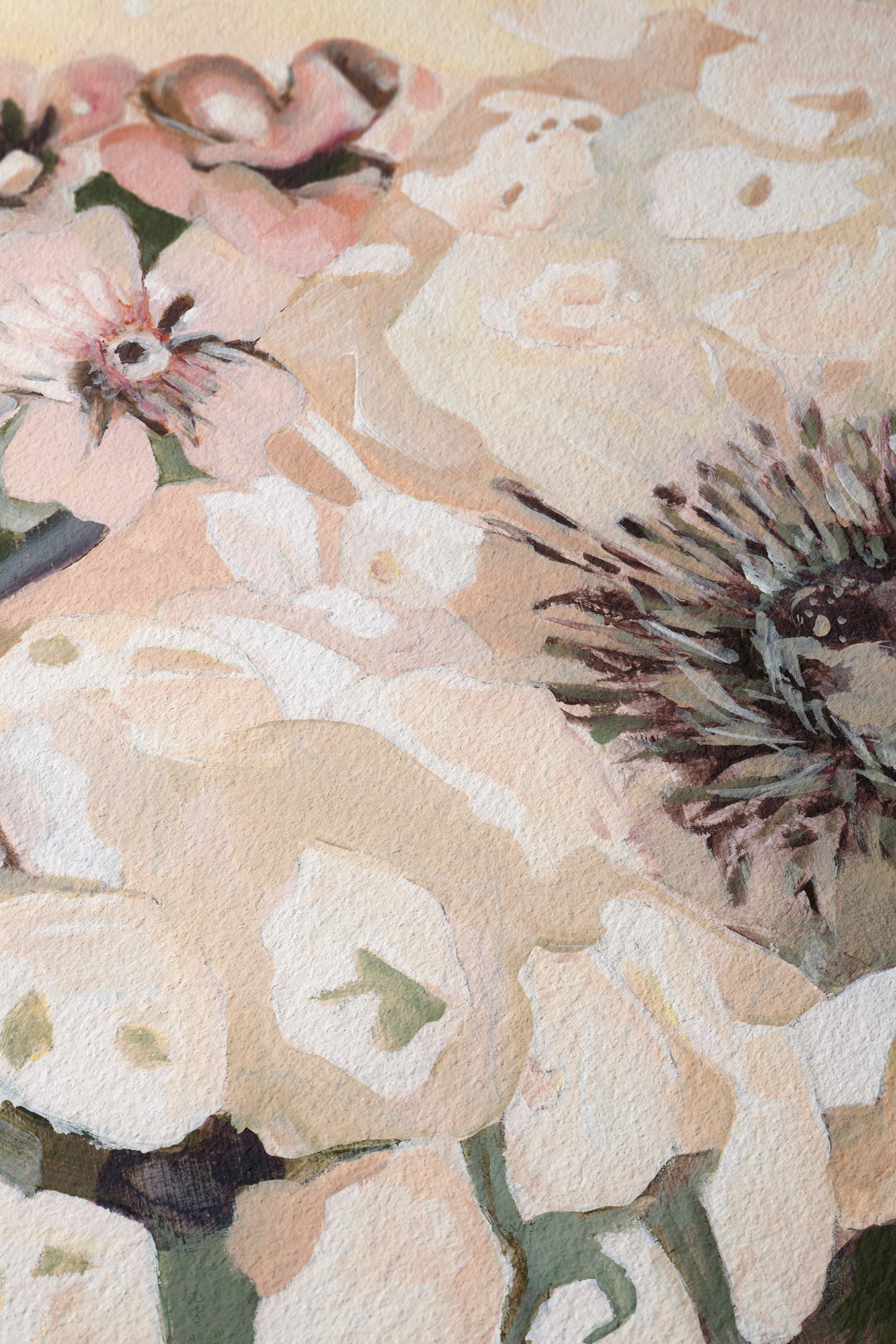 Abstract Realistic Anemone and Blossom Flower Oil Painting - Floral Fine Art Print