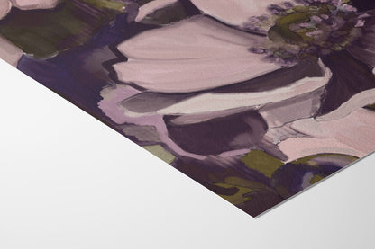 Abstract Realistic Violet Anemone Flower Painting - Floral Fine Art Print