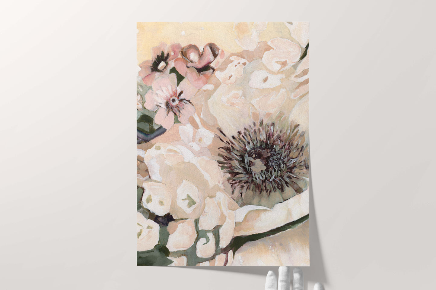 Abstract Realistic Anemone and Blossom Flower Oil Painting - Floral Fine Art Print