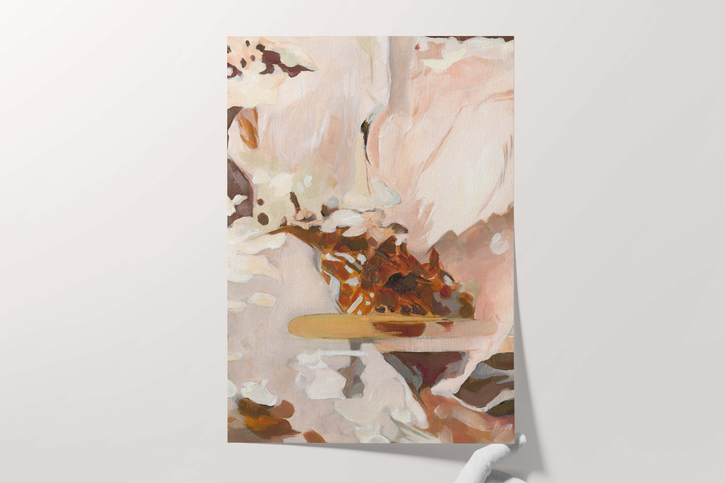 Abstract Flower with Warm Colors Oil Painting - Floral Fine Art Print