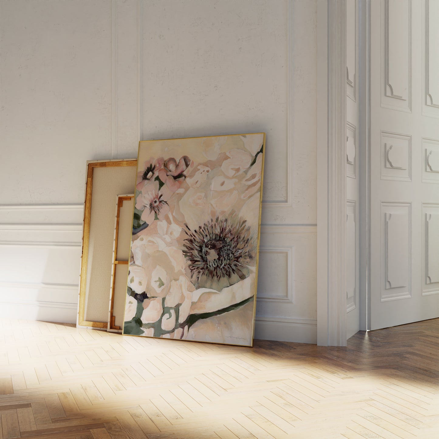Abstract Realistic Anemone and Blossom Flower Oil Painting - Floral Fine Art Print