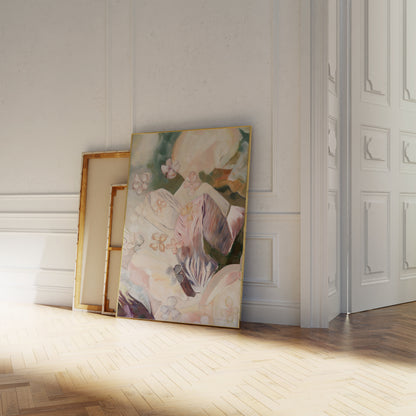 Abstract Flower with Blossoms Oil Painting - Floral Fine Art Print