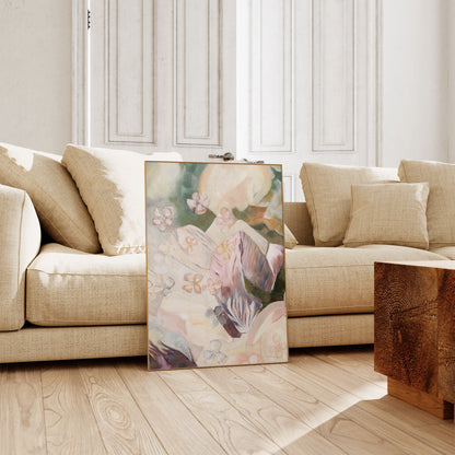 Abstract Flower with Blossoms Oil Painting - Floral Fine Art Print