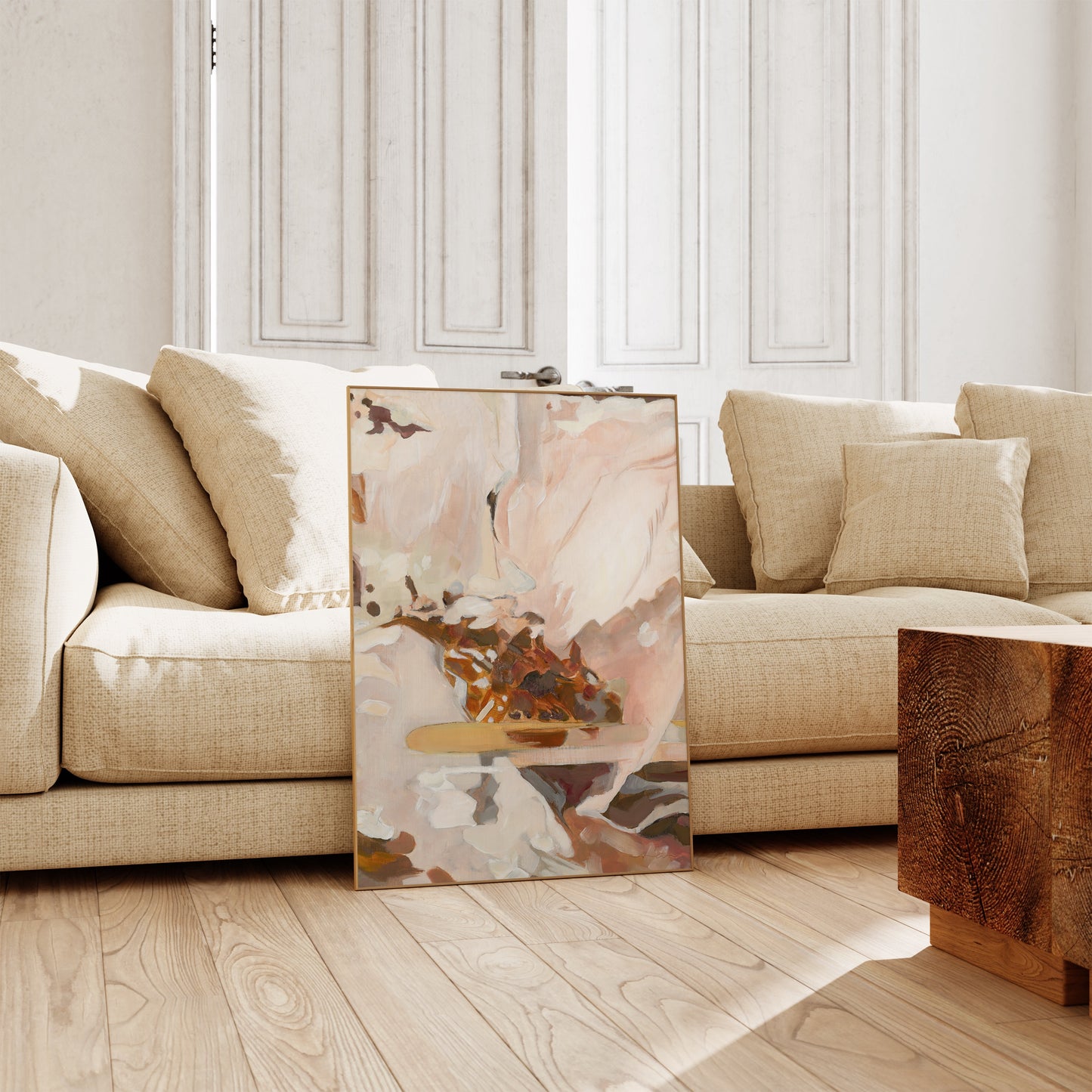 Abstract Flower with Warm Colors Oil Painting - Floral Fine Art Print
