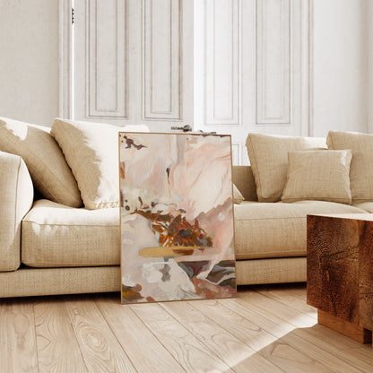 Abstract Flower with Warm Colors Oil Painting - Floral Fine Art Print