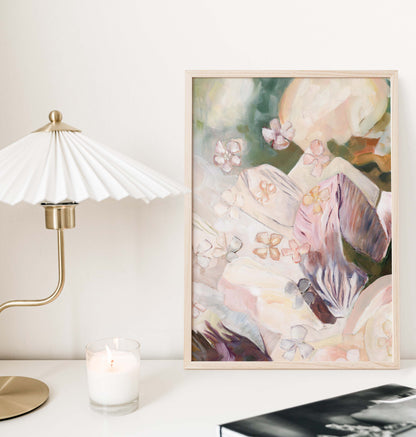 Abstract Flower with Blossoms Oil Painting - Floral Fine Art Print