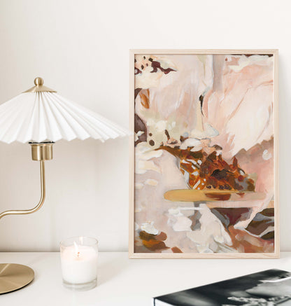 Abstract Flower with Warm Colors Oil Painting - Floral Fine Art Print