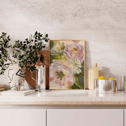 floral art print on kitchen counter