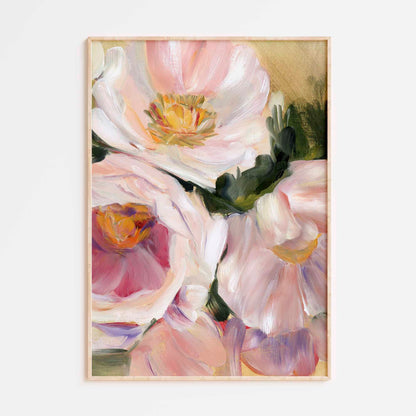 floral art print in thin frame