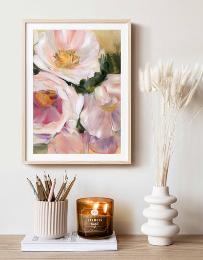 floral art print with candle 
