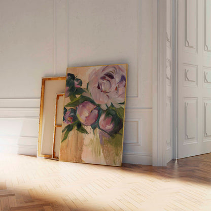 floral art print in hallway