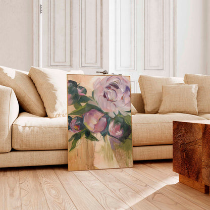 floral framed art print in living room