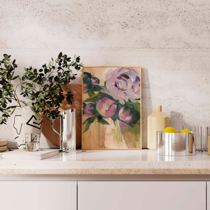 framed art print in kitchen