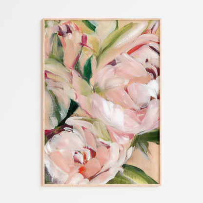 floral art print in thin frame