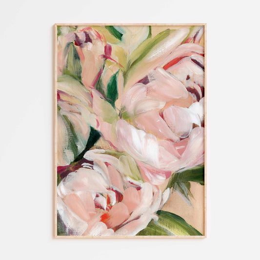 floral art print in thin frame