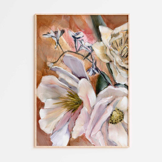 floral fine art print with orange background