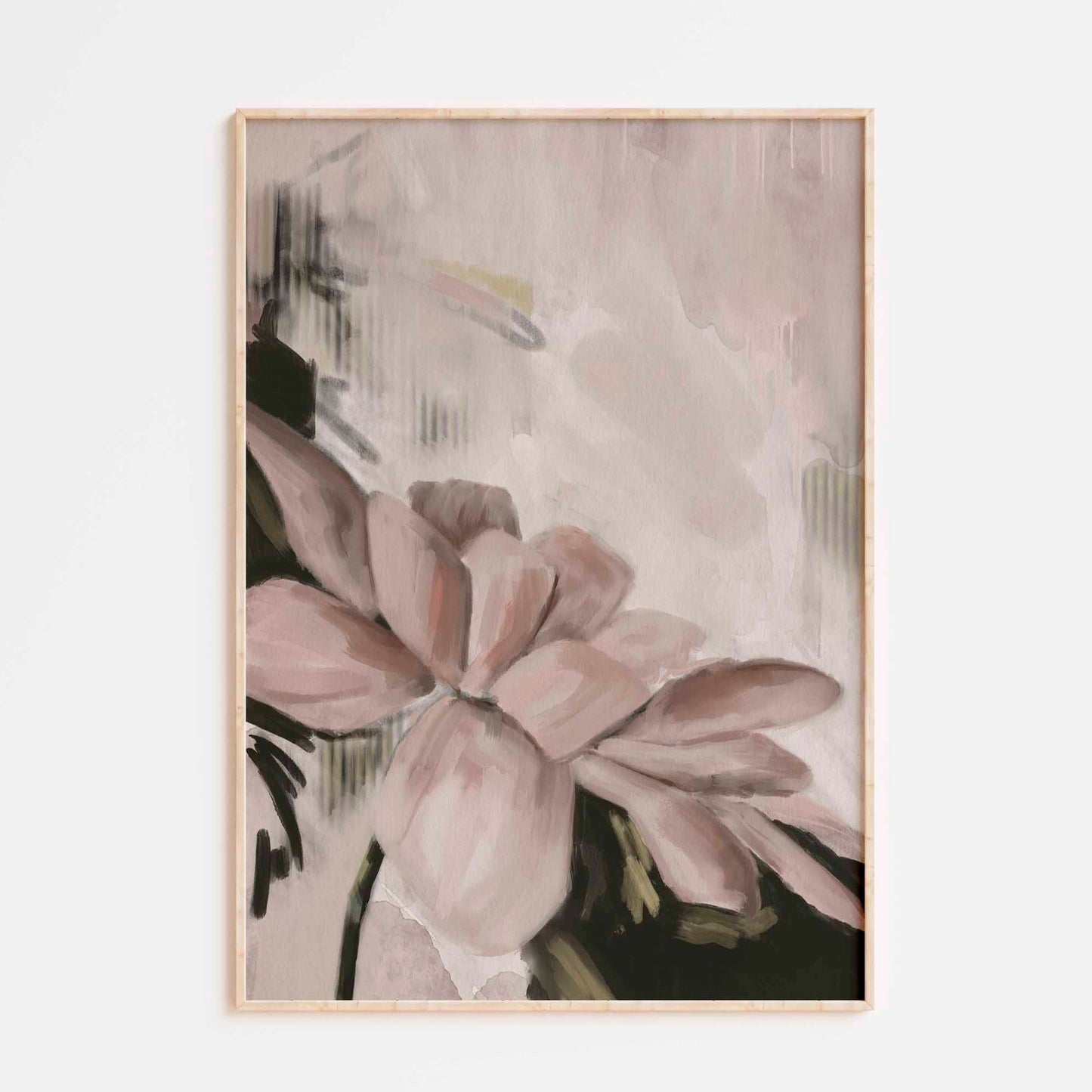 Blush Flower on Abstract Background Oil Painting - Floral Fine Art Print